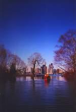 Canoe on Toronto Harbour. (Not our regular paddling spot, but it's near home and made a pretty shot.)
